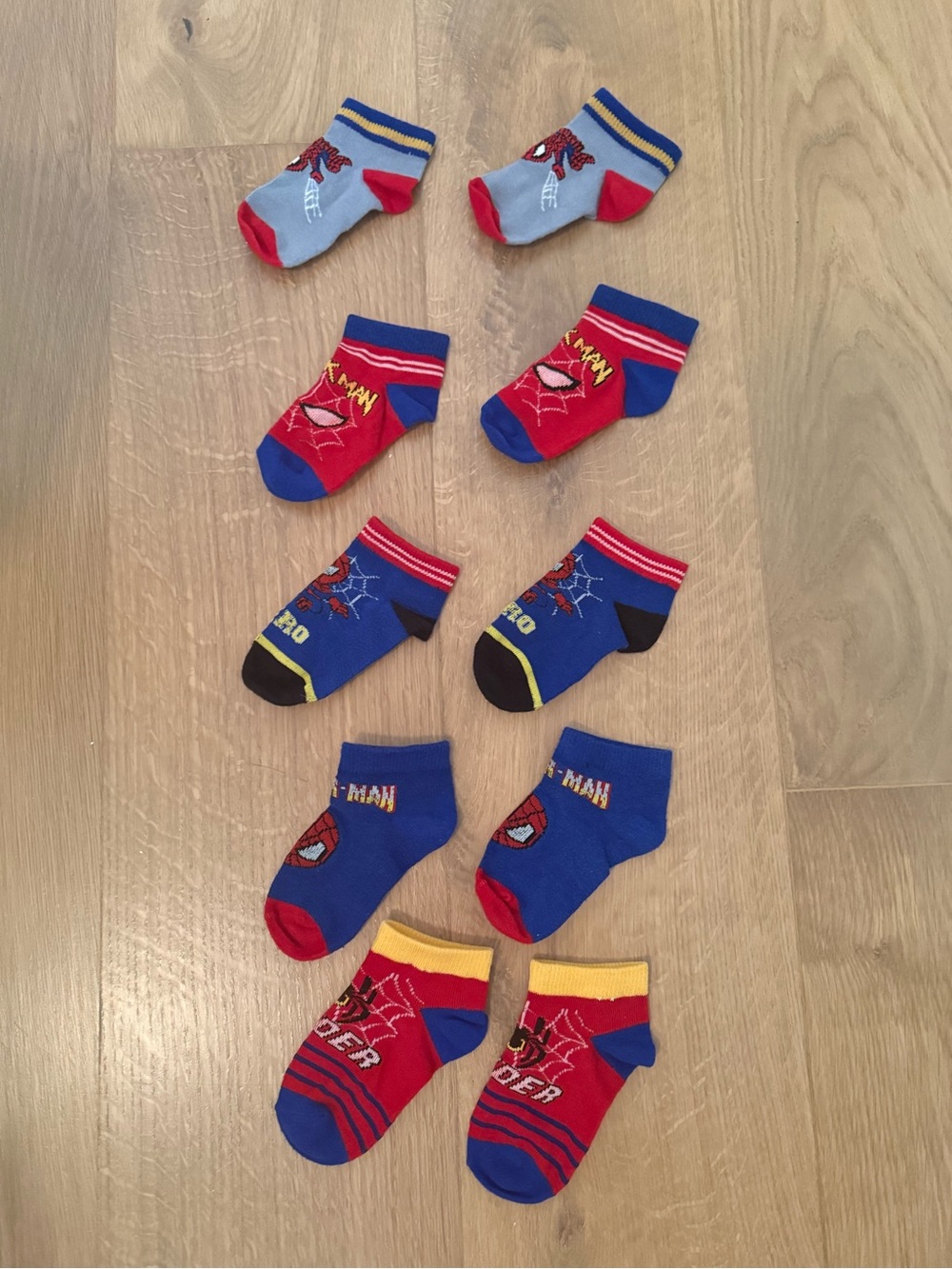 Spider-Man Kids Ankle Socks for 2-3 yo- Red & Blue (5-Pack)